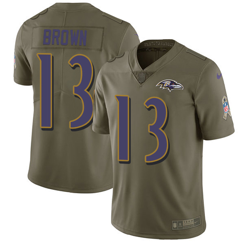 Nike Ravens #13 John Brown Olive Men's Stitched NFL Limited Salute To Service Jersey